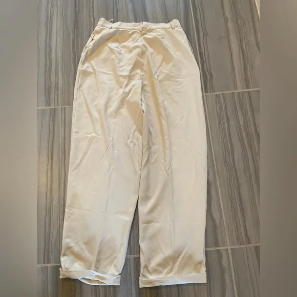 INC International Concepts Light Khaki Silk Slacks Women’s Size 12 Wide Leg - Picture 8 of 12